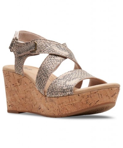 Women's Rose Way Crisscross Cork-Wedge Sandals Tan/Beige $52.32 Shoes