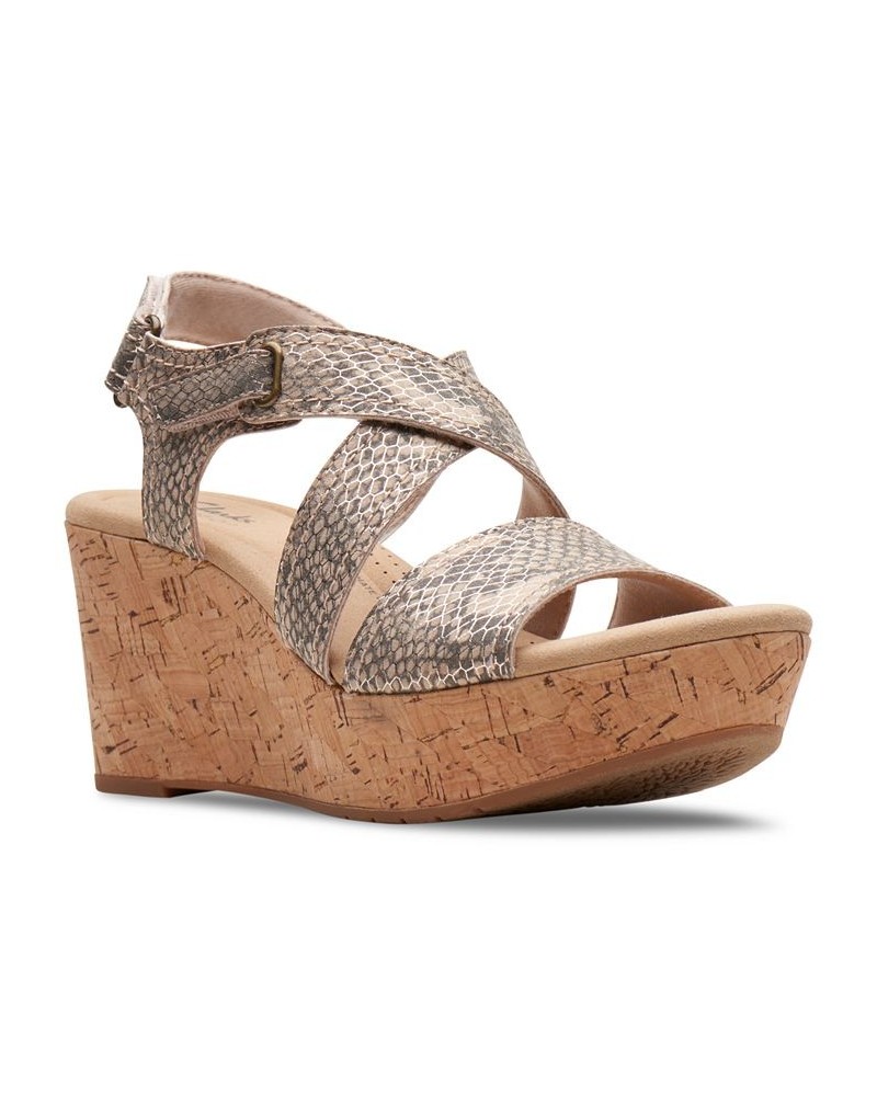 Women's Rose Way Crisscross Cork-Wedge Sandals Tan/Beige $52.32 Shoes