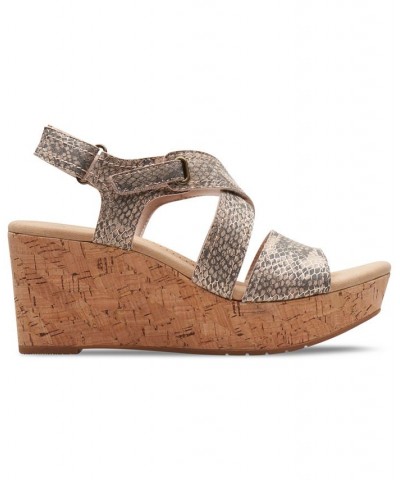 Women's Rose Way Crisscross Cork-Wedge Sandals Tan/Beige $52.32 Shoes