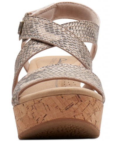 Women's Rose Way Crisscross Cork-Wedge Sandals Tan/Beige $52.32 Shoes