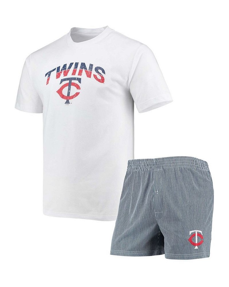 Men's White and Navy Minnesota Twins Gateway T-shirt and Boxer Shorts Sleep Set $27.50 Pajama