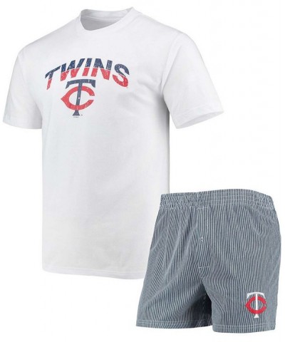 Men's White and Navy Minnesota Twins Gateway T-shirt and Boxer Shorts Sleep Set $27.50 Pajama