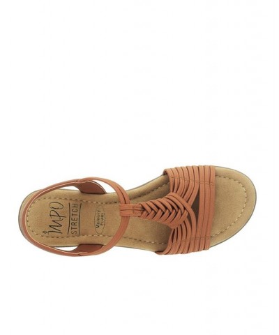 Women's Bellita Stretch Elastic Memory Foam Sandal Brown $39.75 Shoes