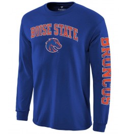 Men's Royal Boise State Broncos Distressed Arch Over Logo Long Sleeve Hit T-shirt $14.72 T-Shirts