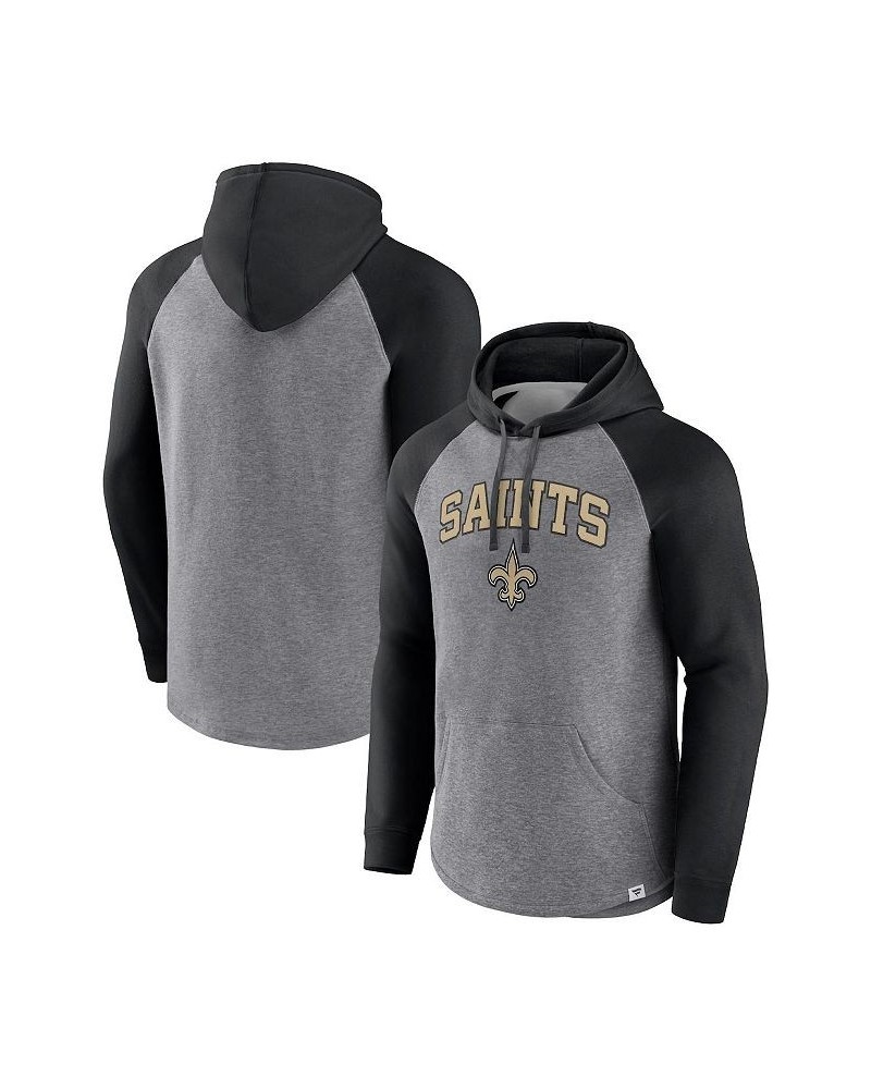 Men's Branded Heathered Gray, Black New Orleans Saints By Design Raglan Pullover Hoodie $31.74 Sweatshirt