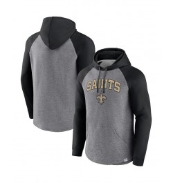 Men's Branded Heathered Gray, Black New Orleans Saints By Design Raglan Pullover Hoodie $31.74 Sweatshirt