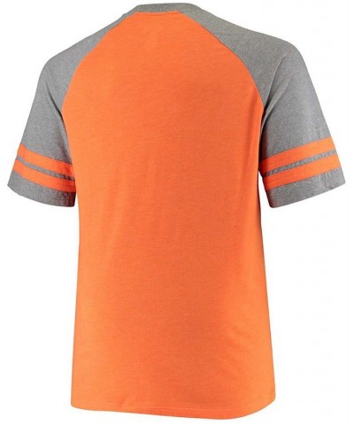 Men's Big and Tall Orange, Heathered Gray Miami Dolphins Two-Stripe Tri-Blend Raglan T-shirt $22.79 T-Shirts