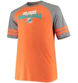 Men's Big and Tall Orange, Heathered Gray Miami Dolphins Two-Stripe Tri-Blend Raglan T-shirt $22.79 T-Shirts