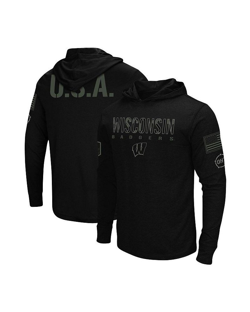 Men's Black Wisconsin Badgers OHT Military-Inspired Appreciation Hoodie Long Sleeve T-shirt $24.75 T-Shirts