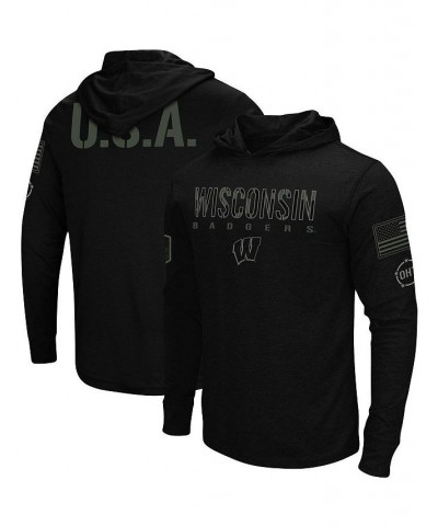 Men's Black Wisconsin Badgers OHT Military-Inspired Appreciation Hoodie Long Sleeve T-shirt $24.75 T-Shirts