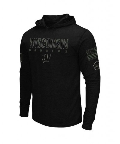 Men's Black Wisconsin Badgers OHT Military-Inspired Appreciation Hoodie Long Sleeve T-shirt $24.75 T-Shirts