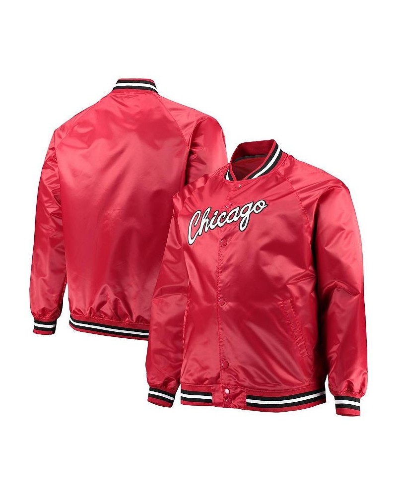 Men's Red Chicago Bulls Big and Tall Hardwood Classics Raglan Satin Full-Snap Jacket $51.99 Jackets