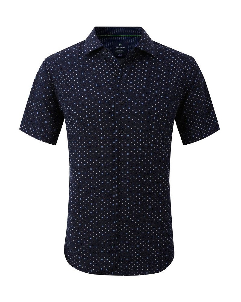 Men's Slim Fit Short Sleeve Performance Button Down Dress Shirt Blue $21.59 Dress Shirts