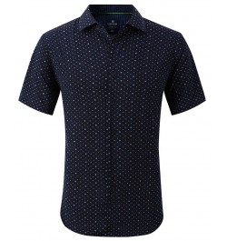 Men's Slim Fit Short Sleeve Performance Button Down Dress Shirt Blue $21.59 Dress Shirts