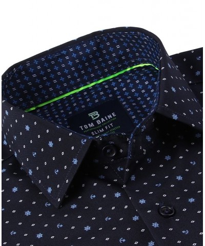 Men's Slim Fit Short Sleeve Performance Button Down Dress Shirt Blue $21.59 Dress Shirts