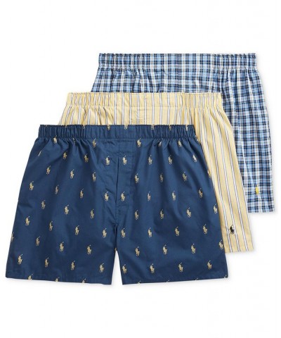 Men's 3-Pk. Classic Woven Cotton Boxers Rustic Navy / Summer Stripe / Sag Harbor $26.40 Underwear