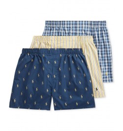 Men's 3-Pk. Classic Woven Cotton Boxers Rustic Navy / Summer Stripe / Sag Harbor $26.40 Underwear