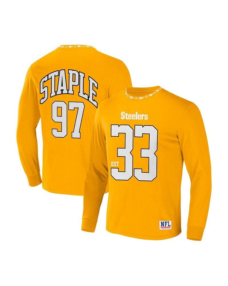 Men's NFL X Staple Yellow Pittsburgh Steelers Core Long Sleeve Jersey Style T-shirt $23.96 T-Shirts