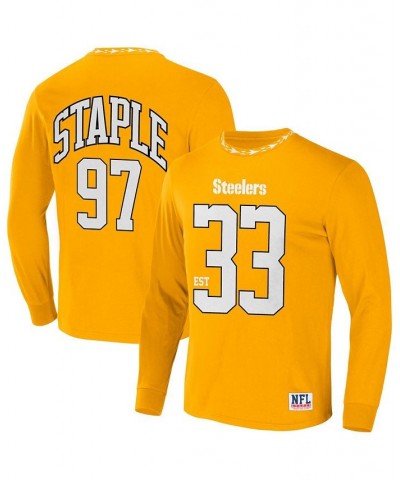 Men's NFL X Staple Yellow Pittsburgh Steelers Core Long Sleeve Jersey Style T-shirt $23.96 T-Shirts