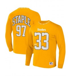 Men's NFL X Staple Yellow Pittsburgh Steelers Core Long Sleeve Jersey Style T-shirt $23.96 T-Shirts